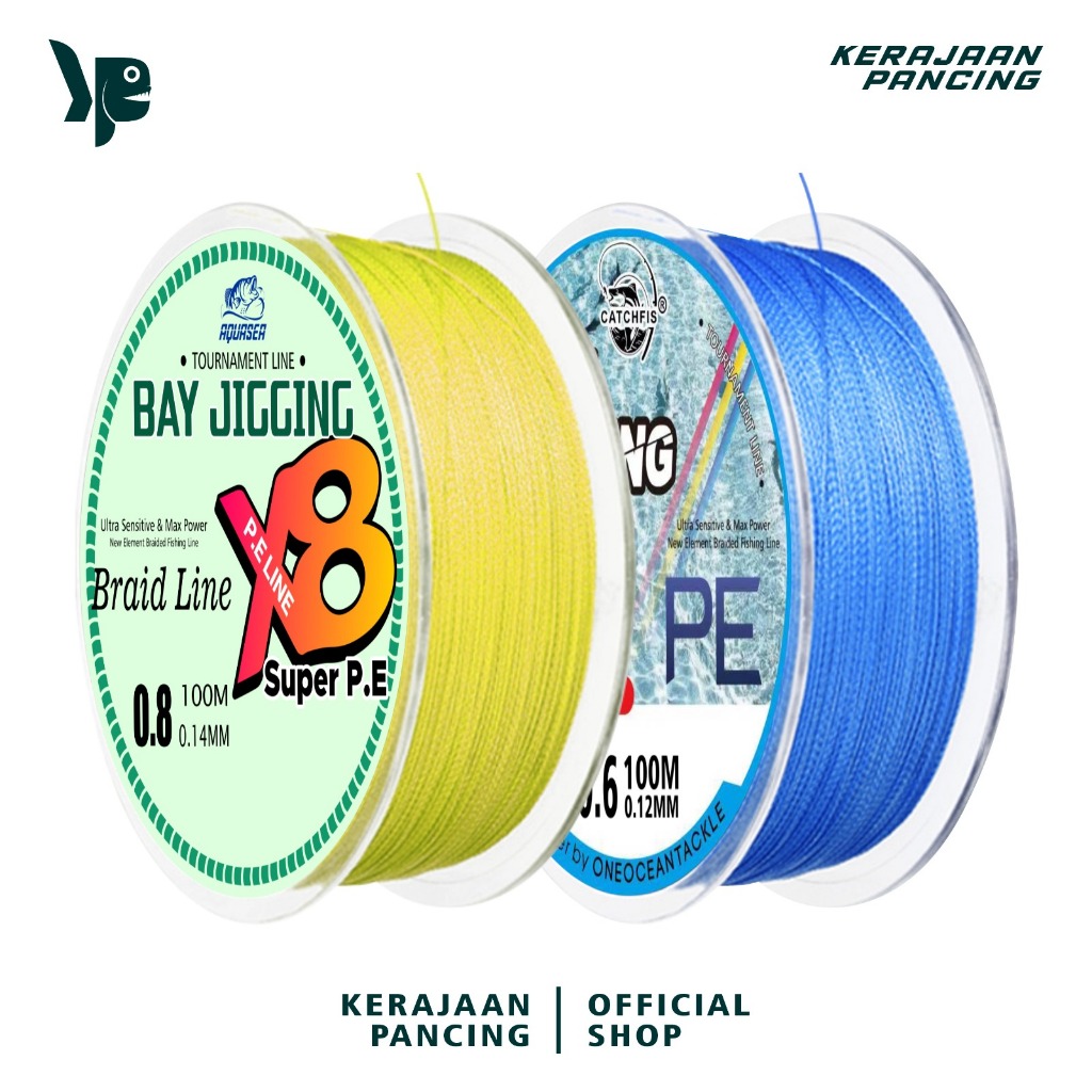 Fishing Kingdom - สายตกปลา PE พรีเมี่ยม Bay Jigging X8 Yellow & Bay Jigging X4 Blue 100M Super Stron