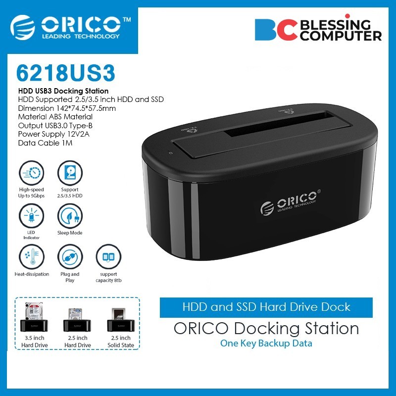HDD Docking ORICO 6218US3 2.5/3.5" SSD USB3.0 Type B