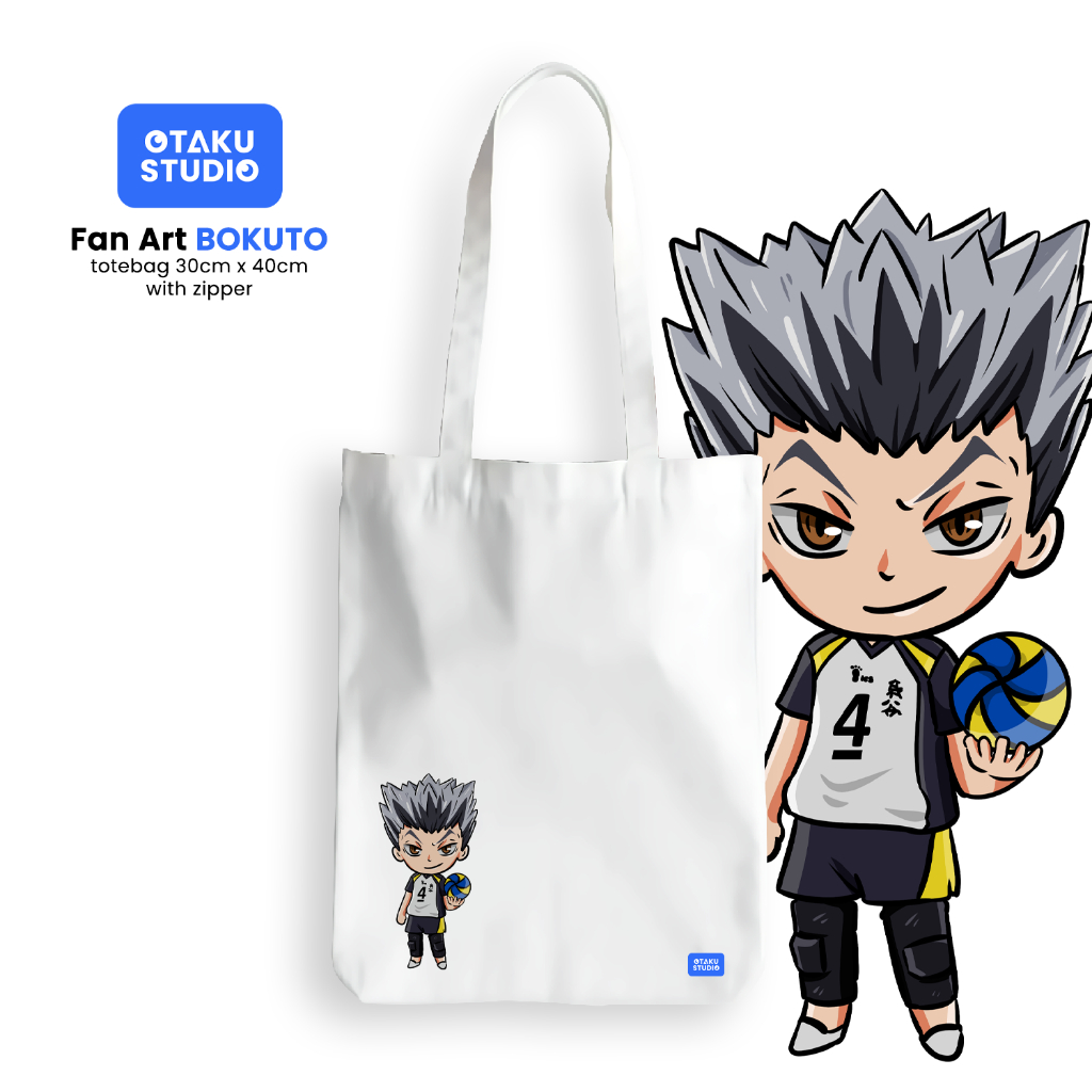 Otaku Studio - Haiyuu Bokuto Kotaro Chibi Anime Canvas Tote Bag 30 ซม.x 40 ซม.ซิป