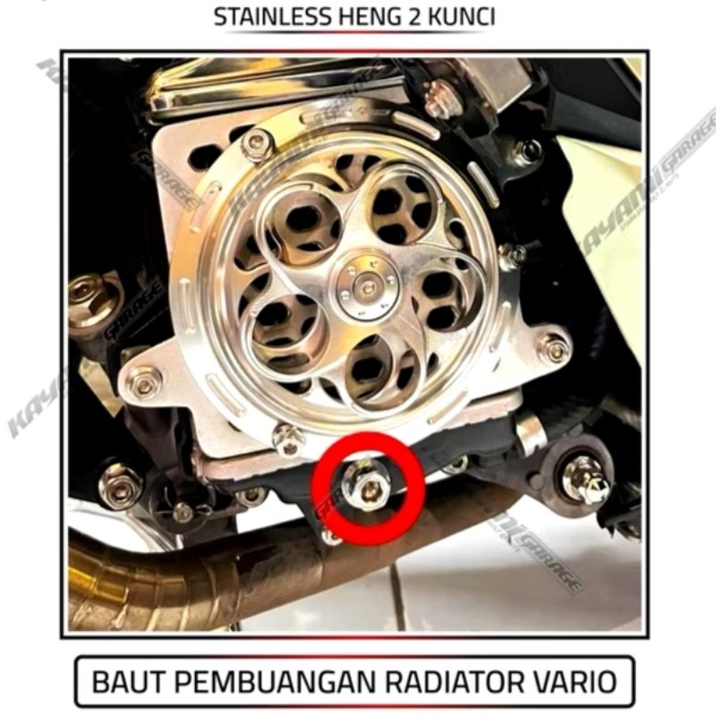 สแตนเลสหม้อน้ํา Water Drain Bolt Vario 125 150 160 PCX 2 คีย์ Heng Original