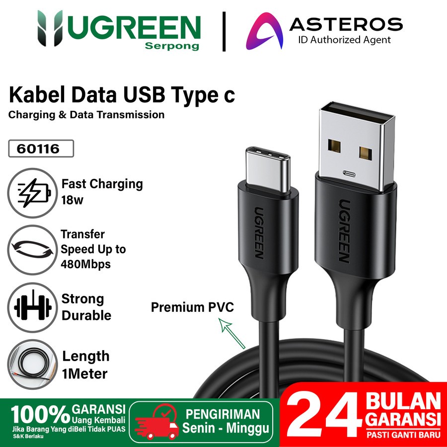 Ugreen สายชาร์จ 3A Type C ดั้งเดิม - สายชาร์จเร็ว Ugreen Usb C 3A 18W