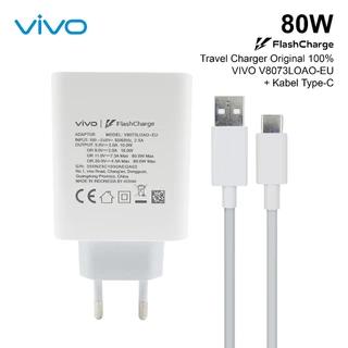 VIVO VOOC FAST CHARGING Charger Original Casan HP VIVO V8073LOAO-EU 80W + TYPE-C ORI 100 สาย