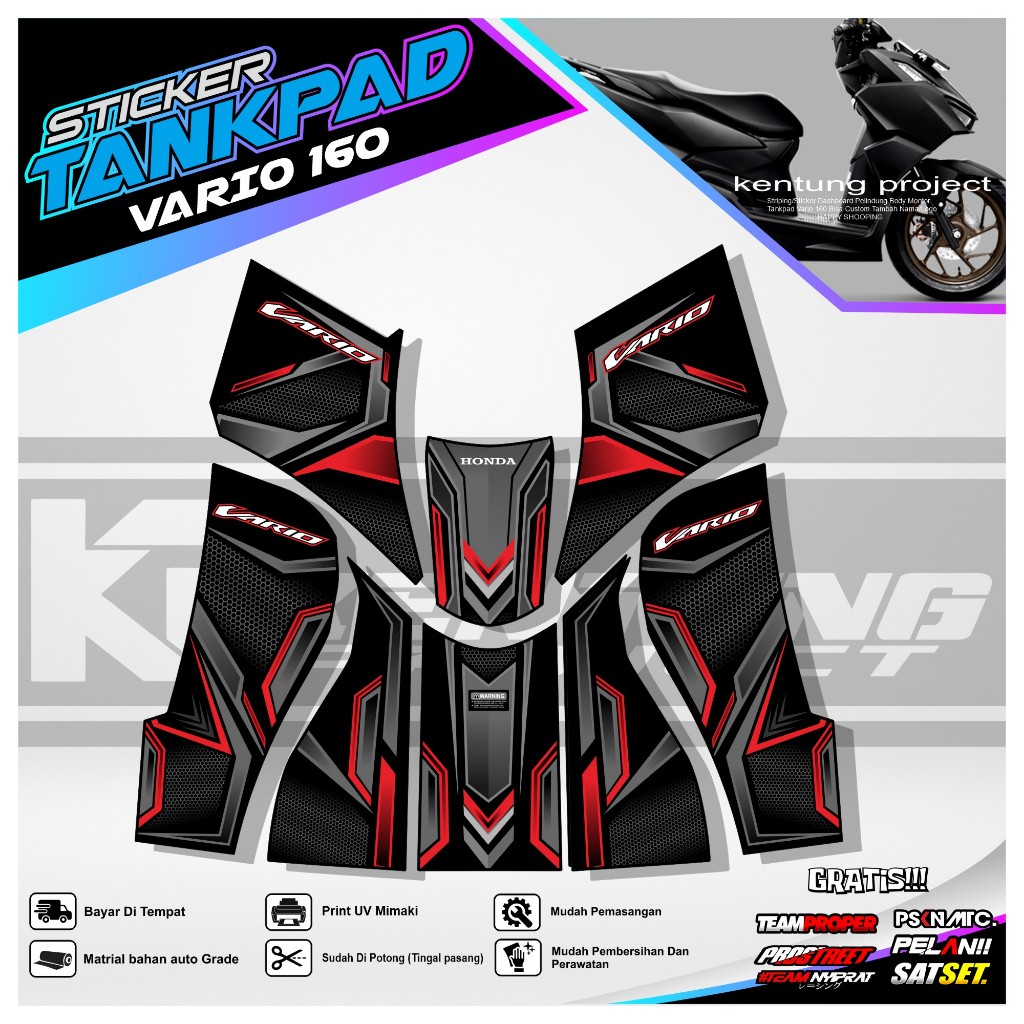 Striping Vario 160 Dashboard Protector Tankpad Vario 160 2022-2023 (body Protector ฝาครอบแผ่นสํารับใหม่ล่าสุด