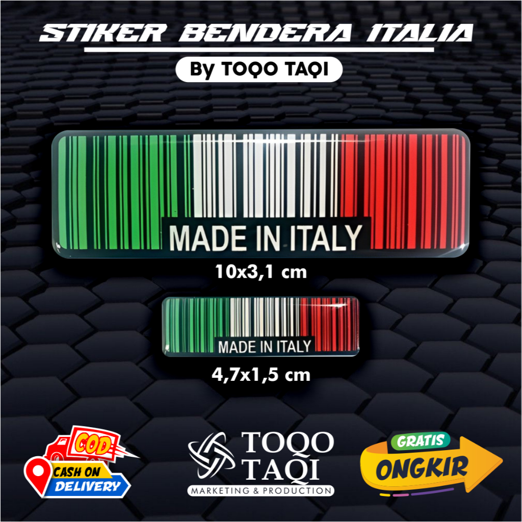 Made IN ITALY ธงโลโก้สัญลักษณ์นูนสติกเกอร์นูนยืดหยุ่น 3D เรซิ่น