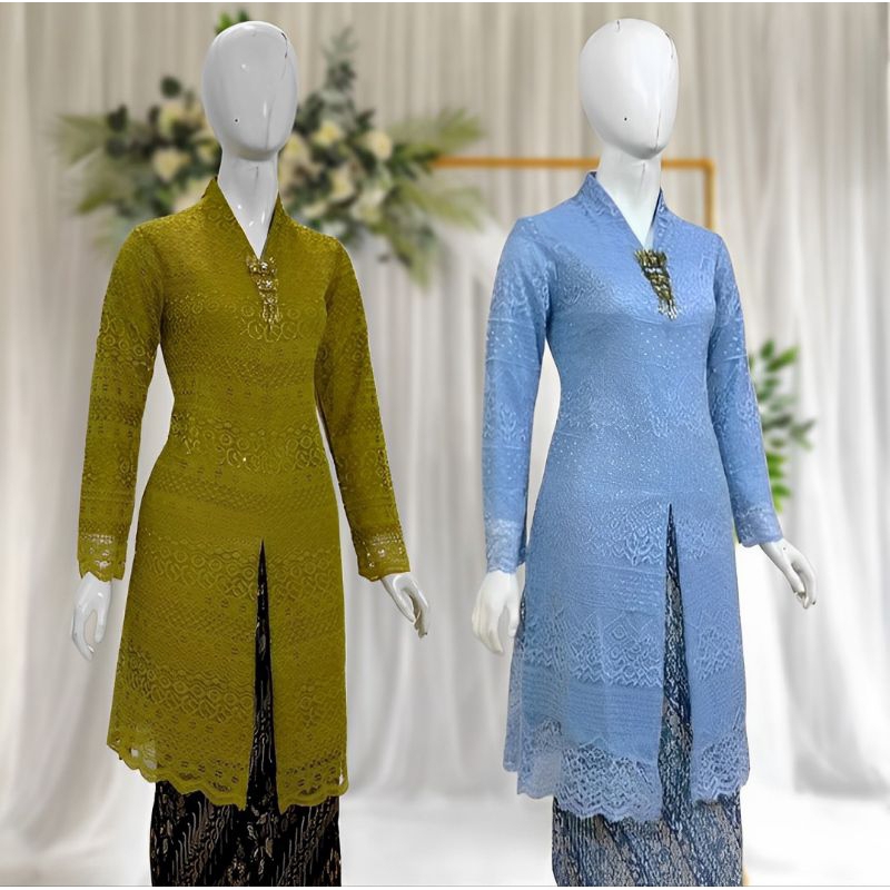 Nursing Kebaya / Modern Brocade Kebaya Set / Malika Brocade Tunic Kebaya Top พร้อมคอปกคอวี