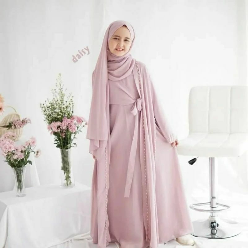 Hitam ABAYA GAMIS สําหรับเด็กผู้หญิง MAXY DRESS ARAB SAUDI EMBROIDERED TURKEY UMROH DUBAI TURKEY เสื้อผ้า 2 ชั้นเสริมเตียงผ้าฝ้ายผ้าฝ้าย 9 ปี + ไซส์สีดํา Viqri VIRALL