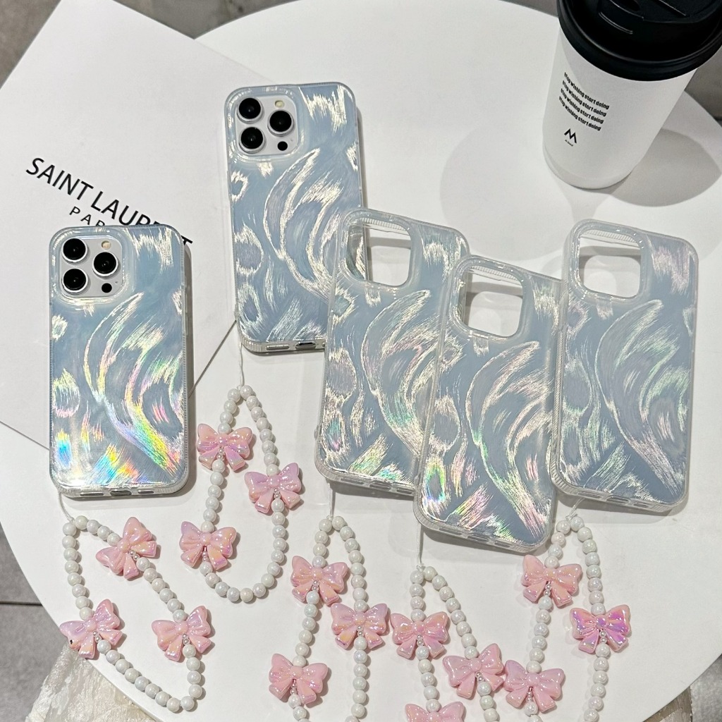 GC168 CLARITY Swirl Hologram Case Silver Textured With Charm - Hardcase/ Casing For Vivo Y02 Y02t Y0