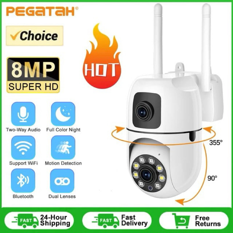 V380pro Ip กล้องวงจรปิด 8mp wifi ตรวจจับการเคลื่อนไหวเลนส์คู่