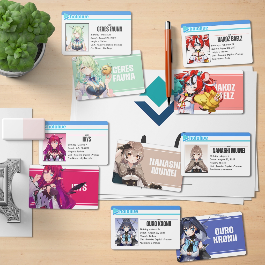 การ์ดรูปถ่าย Hololive EN PROMISE - IRyS - Ceres Fauna - Ouro Kronii - Nanashi Mumei - Hakoz Gourz
