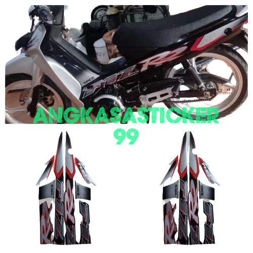 F1ZR 2001 MOTORCYCLE BODY STRIPNG สติ๊กเกอร์สีดํา-เงิน