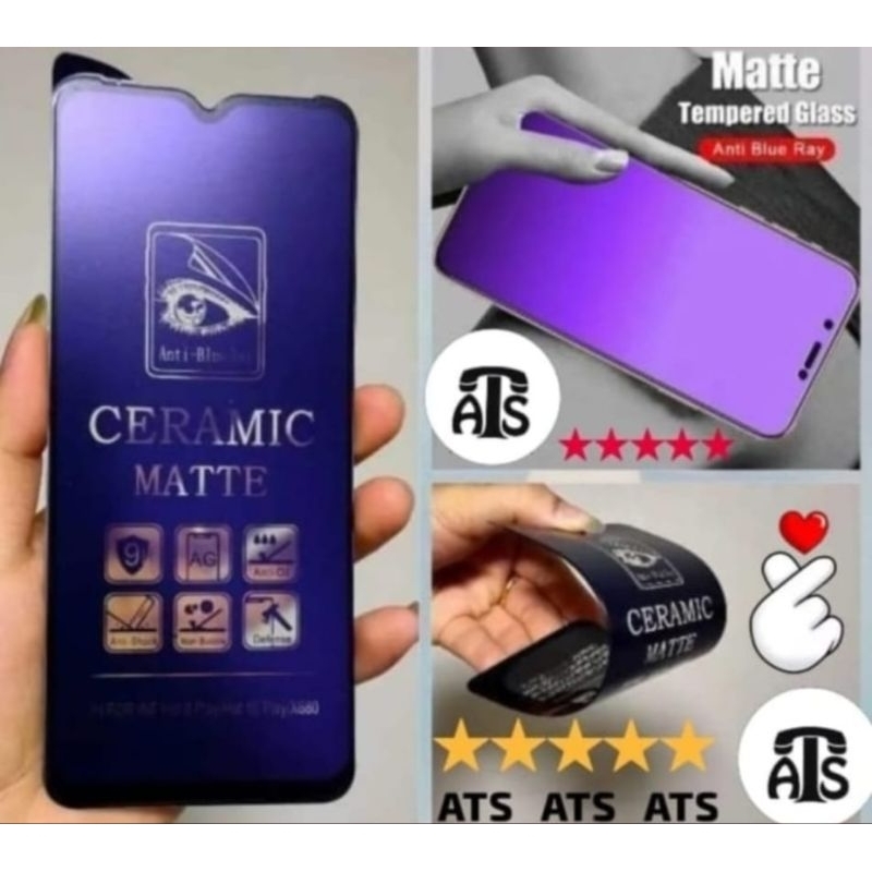 BLUE CERAMICS TEMPERED GLASS ANTI BLUE RAY CERAMIC MATTE VIVO Y53 / VIVO Y53i / VIVO Y71 / VIVO Y73 