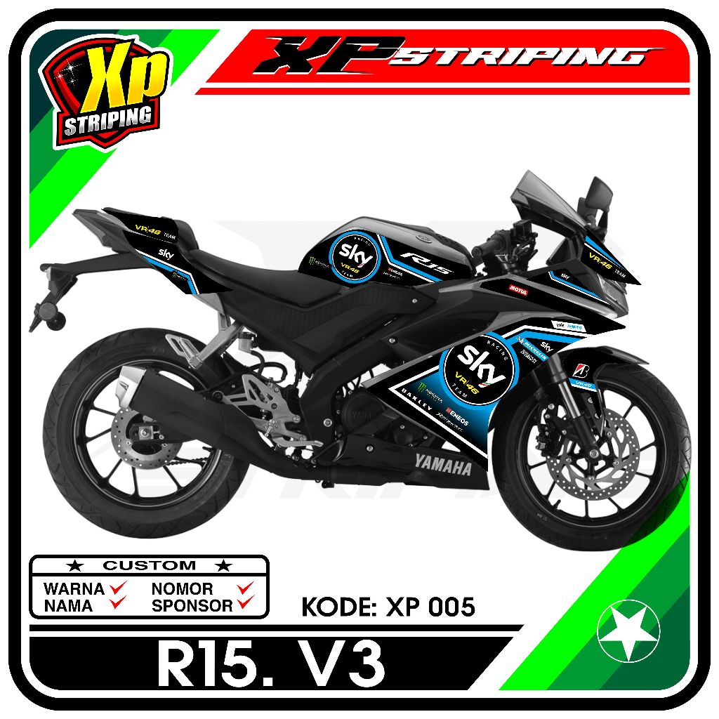 Yamaha R15 V3 Striping - Yamaha R15 V3 Racing Design Striping Sticker XP.05