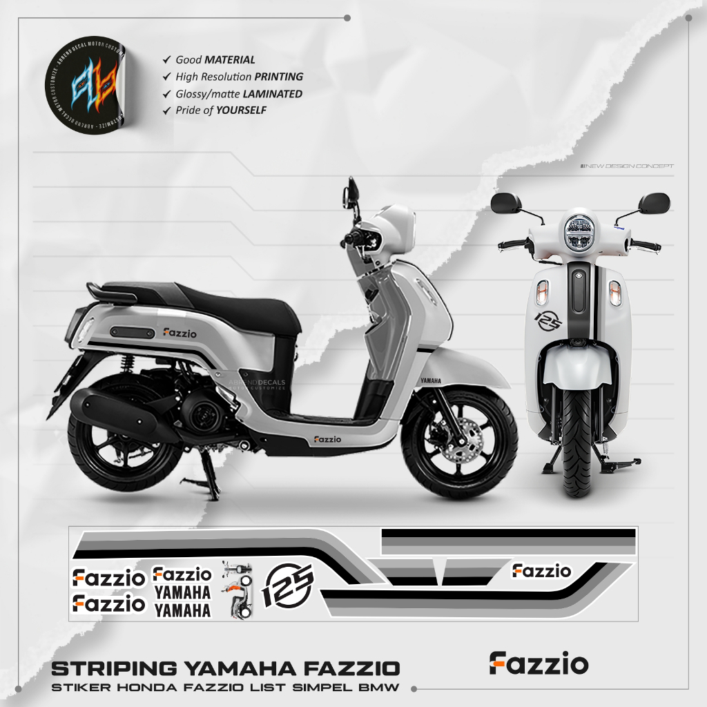 Fazzio LIST สติกเกอร์โปร่งใส BMW Variation/YAMAHA FAZZZIO GARFIS Simple รถจักรยานยนต์สติกเกอร์/สต็อก