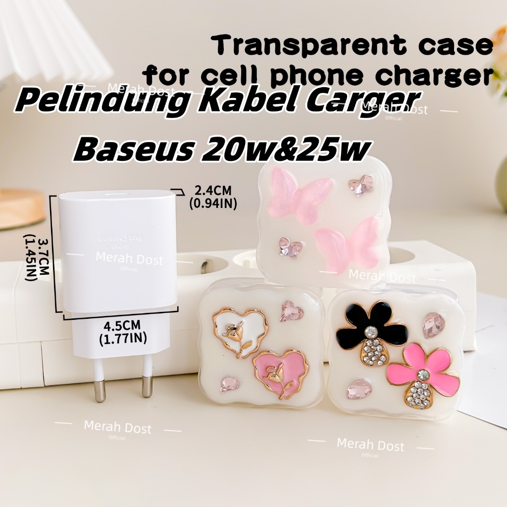 ขนาดฟิตติ้ง | Carger Baseus Cable Protector 20w & 25w Adapter Protector Carger Head Protector Cable Protector Charger Case Charger Varied Motif