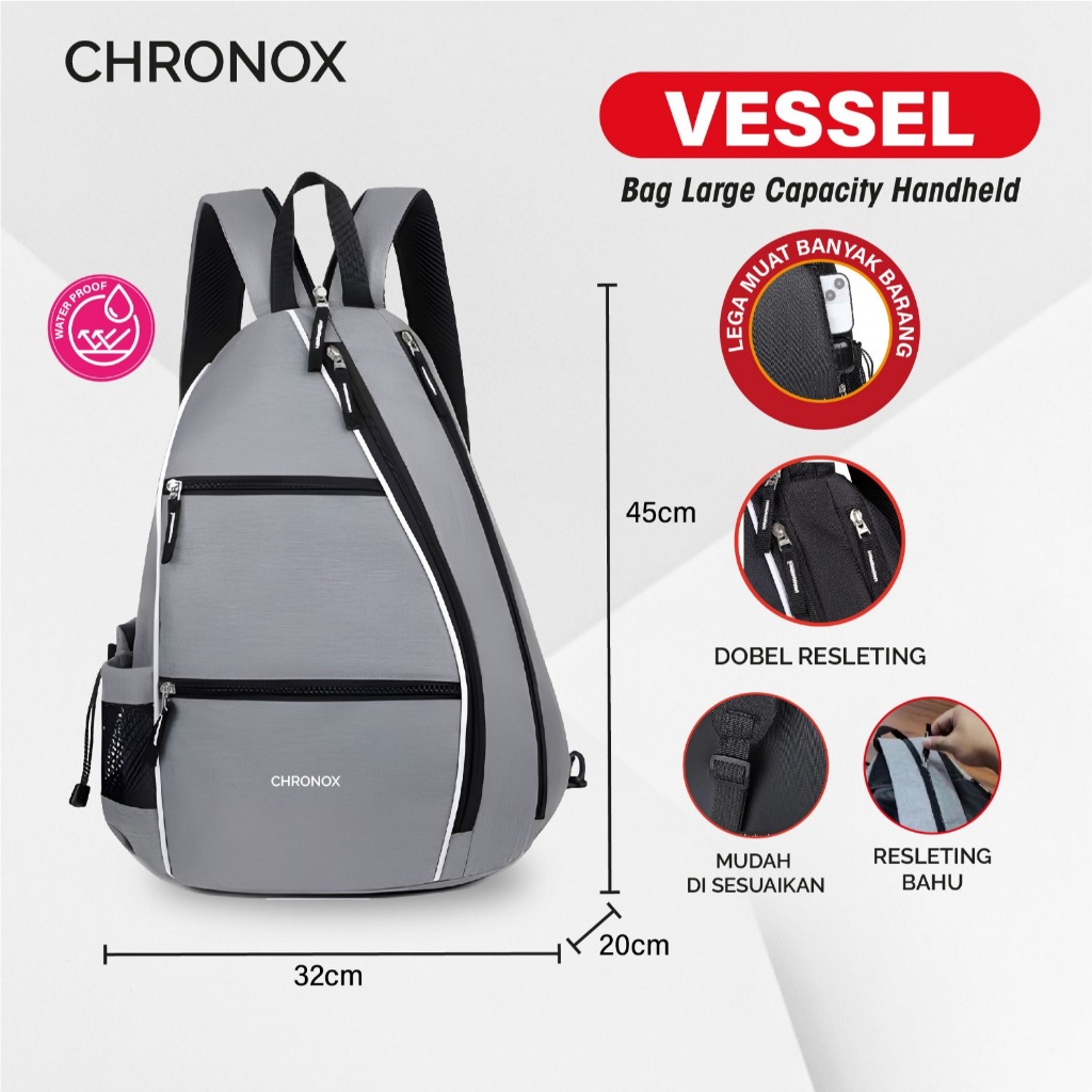 จัดส่งฟรีกระเป๋าสะพายไหล่ผู้ชาย - TENNIS BAG / BACKPACK - CHRONOX VESSEL