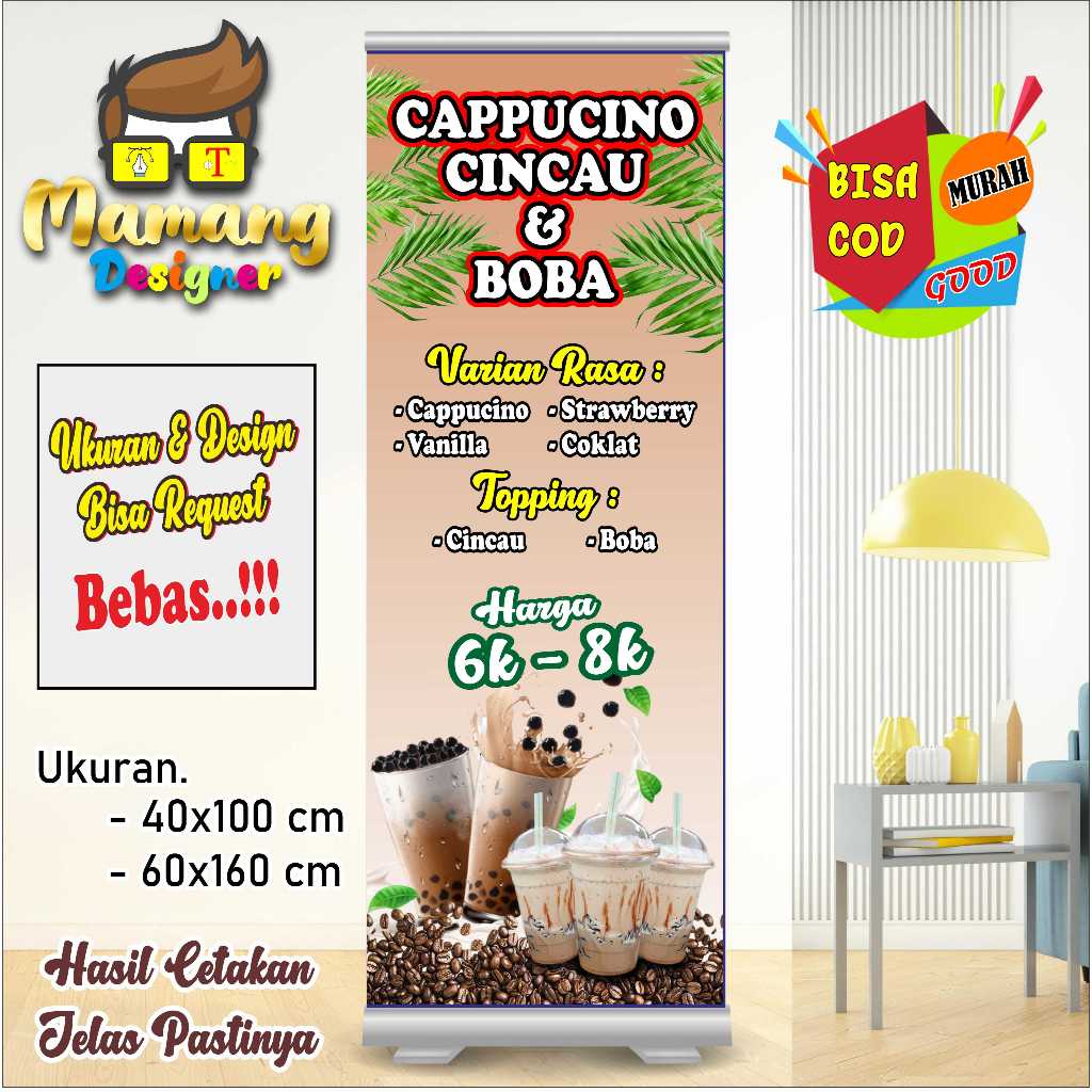 พิมพ์ Cappuccino Grass Jelly และ Boba Drink Banners bb