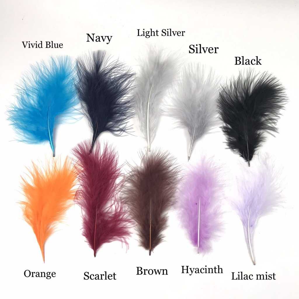 10 Strands - MARABOU GRAIN FEATHERS / FINE FEATHERS / FEATHERS / SINGLE MARABOU COLORED FEATHERS