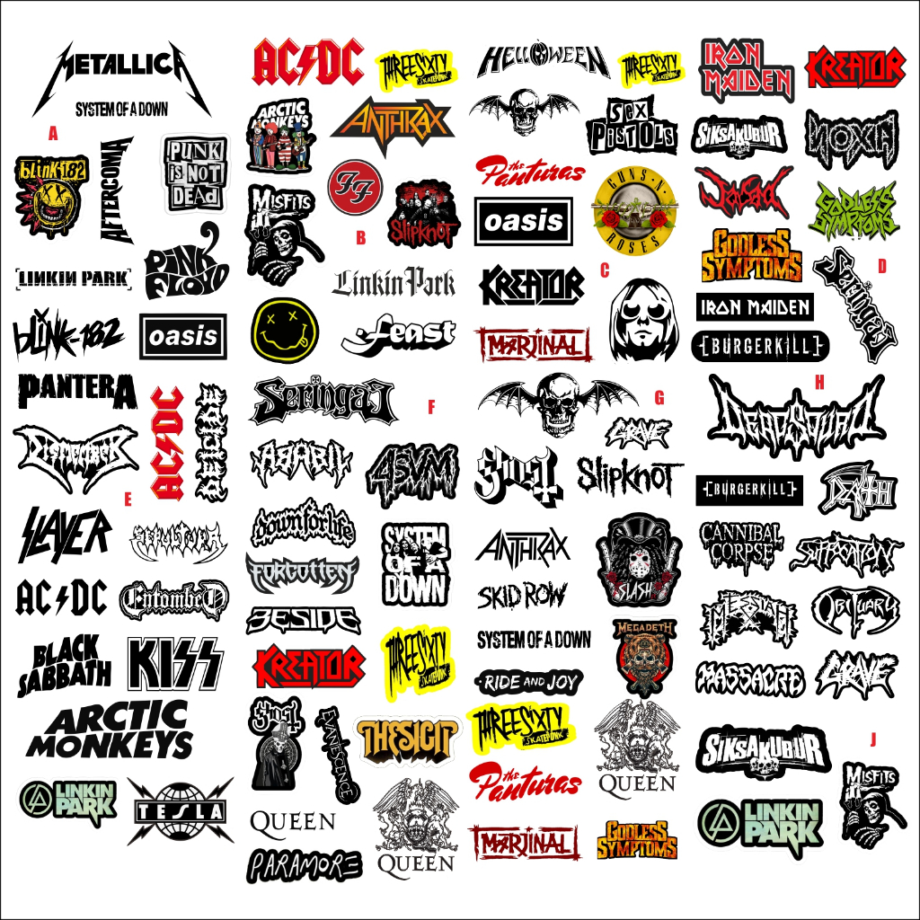 Metal POP PUNK ROCK BAND STICKER PACK