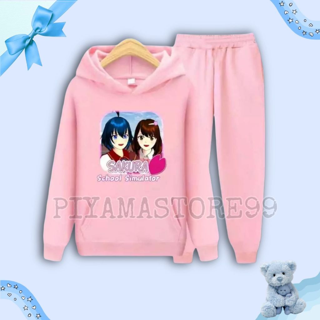 Sakura Hoodie Sweater Set / 1 Set Children& 39;S Sweater/Size S (4-6Years) M (7-9Years) XL(10-14yrs)