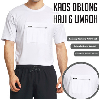 Kaos Haji Umroh Saku Resleting Pria Dewasa Exlusive Bahan Poliester Lembut