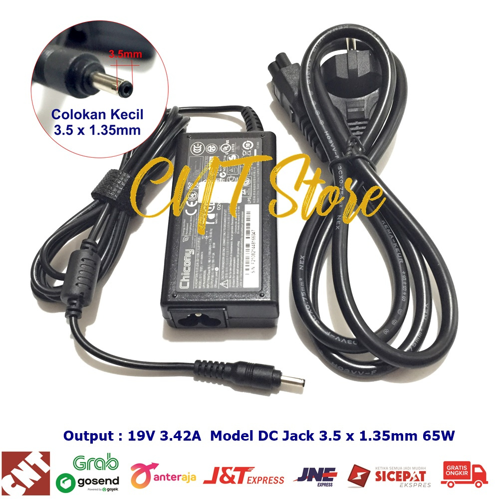 Acer One 14 Z9 415 19V 3A DC Charger Adapter Small Jack 3.5x1.35mm 60W Chicony Original