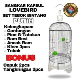 SET SANGKAR LOVEBIRD BINTANG WARNA OVAL / KAPSUL BESI IMPORT KANDANG LOVEBIRD SANGKAR BURUNG LOVE BIRD PARKIT KENARI SANGKAR