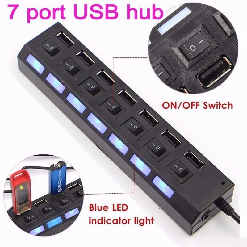 USB HUB 7 PORT/ 4 PORT / 4 USB HUB / 7 USB HUB SWITH ON OFF LED USB 2.0 -U2U.SHOP