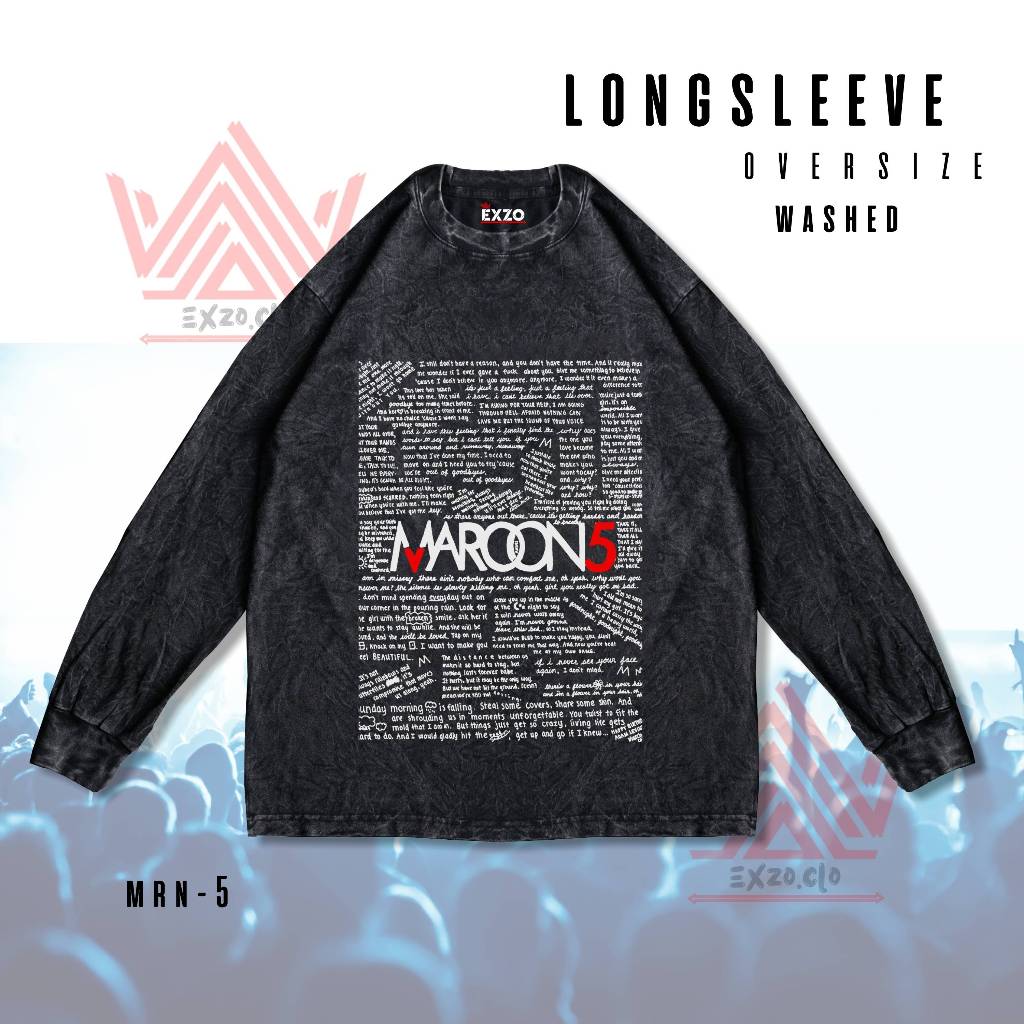 เสื้อยืด Exzo "MAROON5" WASH LONGSLEEVE OVERSIZE |หวีผ้าฝ้าย24s| Skena UNISEX เสื้อยืดแขนยาว MAROON5