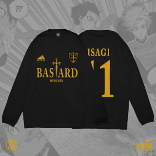 เสื้อยืดแขนยาว พิมพ์ลายการ์ตูนอนิเมะ Bastard Munchen Isagi Kaiser Blue Lock Jersey Kaos สไตล์ญี่ปุ่น