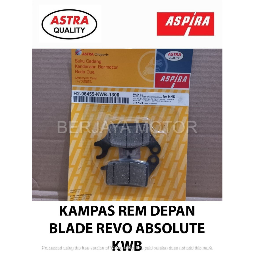 ผ้าเบรคหน้า BLADE ABSOLUTE REVO SIPRA X 125 FI 2014 KWB ASPIRA