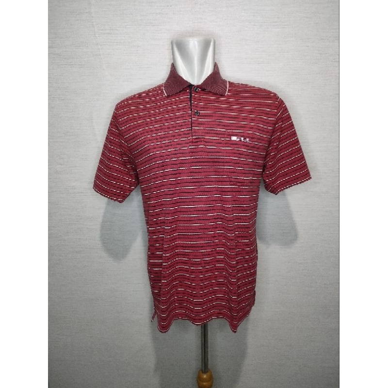MERAH เสื้อโปโล Jaguar Club pocket เสื้อโปโลลายทางสีแดง