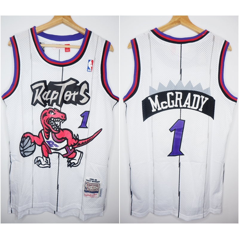 NBA CLASSIC HWC RAPTORS 1 TRACY MCGRADY WHITE BASKETBALL JERSEY MITCHELL&NESS LOGO