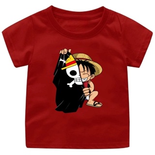 เสื้อยืด พิมพ์ลายหัวกะโหลก One piece Viral สําหรับเด็กผู้ชาย