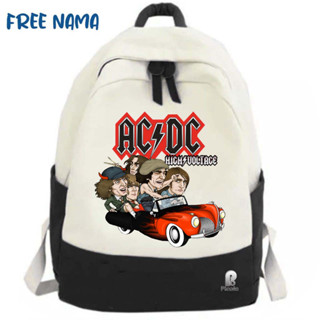 Acdc กระเป๋าเป้สะพายหลัง กระเป๋านักเรียน UNISEX แรงดันไฟฟ้าสูง (ฟรีชื่อ)