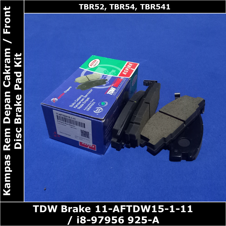 ผ้าเบรคหน้า Isuzu Panther Box / Isuzu Panther Pick Up 2.3 2.5 TDW Aspira 11-AFTDW15-1-11 i8-97956 92