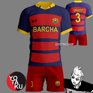 เสื้อกีฬาคอสเพลย์ FC BARCHA Uraziz YOTAKUSHOP สีฟ้า