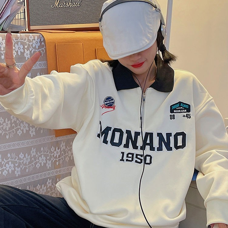Cool Monano Zipper Rugby Crewneck Sweater 2023 Style