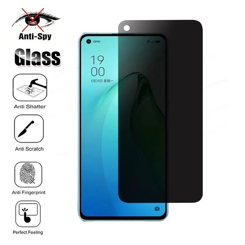 LAYAR Tempered Anti Spy Privacy สําหรับ Oppo Reno 1 2 2F 2Z 3 4 4F 5 5F 6.4 6.6 10X Zoom Pro 4G 5G -