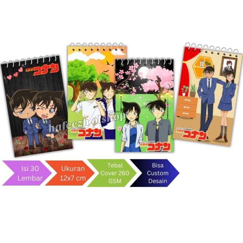 สมุดบันทึกโน้ต Notepad Spiral Conan Shinichi Kudo Ran