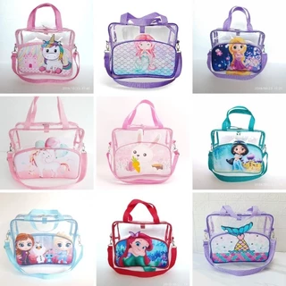 กระเป๋าว่ายน้ํา 3D ลายยูนิคอร์น/Frozen/LOL/เป็ด/Jasmine กระเป๋าเดินทาง/Pouch/Mica
