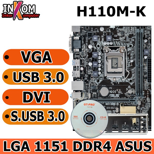 เมนบอร์ดเมนบอร์ดเมนบอร์ดซ็อกเก็ต Intel LGA 1151 H110 Asus Onboard
