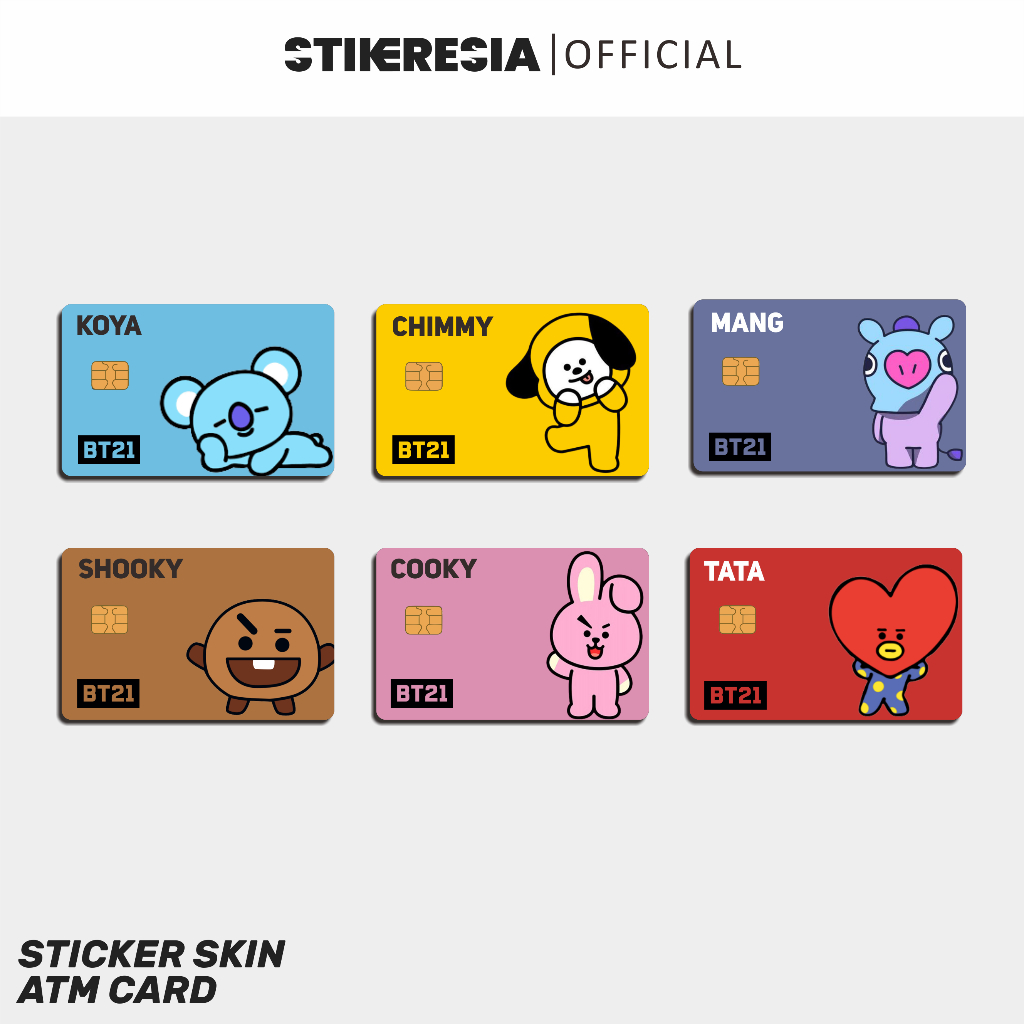 สติ๊กเกอร์ ATM BTS BT21 - สติ๊กเกอร์การ์ด ATM ไวนิล Emoney Flazz