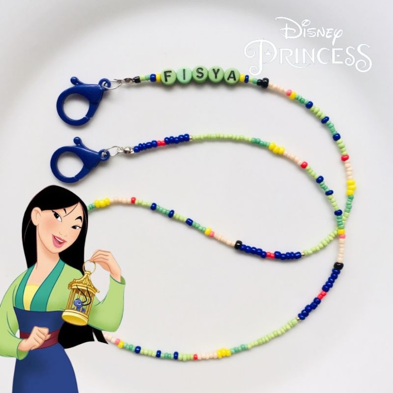 PRINCESS MULAN CHILDRENS MASK STRAP - CHARACTER MASK NECKLACE - HIJAB MASK NECKLACE