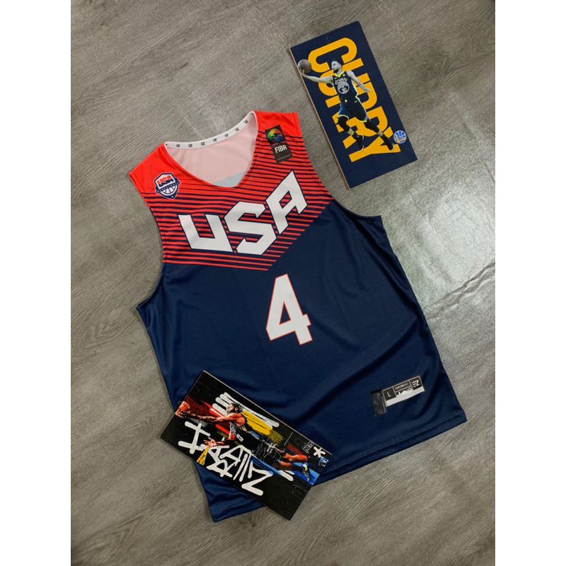 เสื้อเจอร์ซีย์บาสเก็ตบอล USA STEPHEN CURRY 4 NAVY 2010 2012 SWIMINGAN