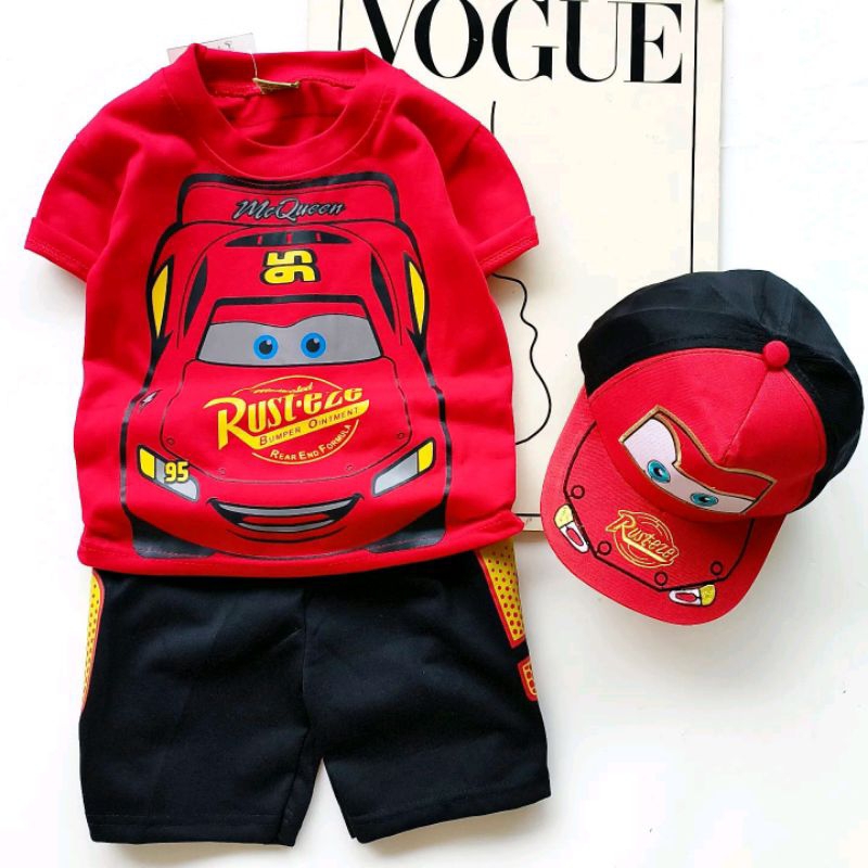 MCQUEEN KIDS ชุดเสื้อผ้าเด็กพร้อมหมวกสําหรับอายุ 1-10 ปี