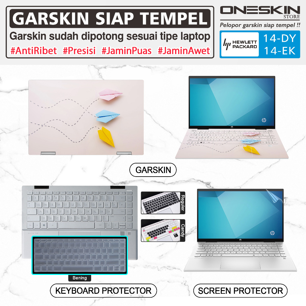 Precut Garskin สติกเกอร์แล็ปท็อป Perfect Fit ป้องกันหน้าจอคีย์บอร์ดสําหรับ HP Pavilion x360 14-ek ek