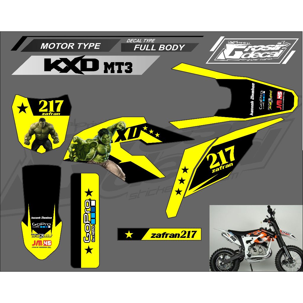 Mini Trail KXD 50cc MT3 สติกเกอร์รูปลอกเต็มตัวฟรีที่กําหนดเอง