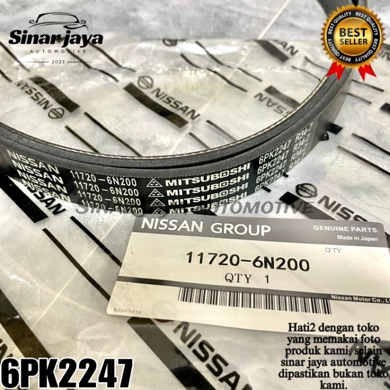 FAN BELT VAN BELT V-BELT FAN BELT XTRAIL T30 / SERENA C24 ORIGINAL 6PK2247
