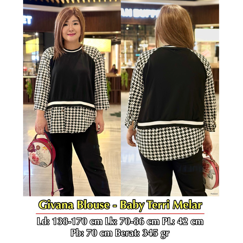 FINA BIGSIZE - GIVANA BLOUSE HOUNDSTOOTH BABY TERRI MELARIS