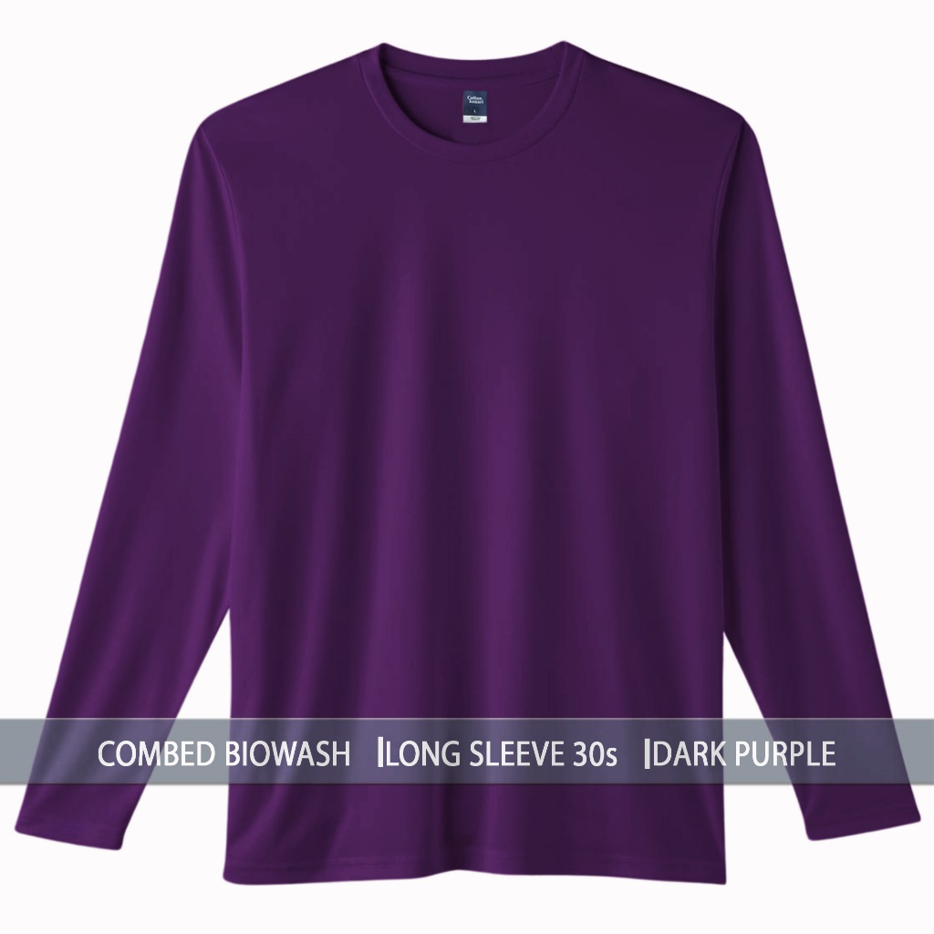 เสื้อยืด BASIC แขนยาว - สีม่วงเข้ม - [ COTTON COMBED 30S OEKO-TEX ] | เสื้อยืดสีพื้น - คอตตอนวอลนัท 